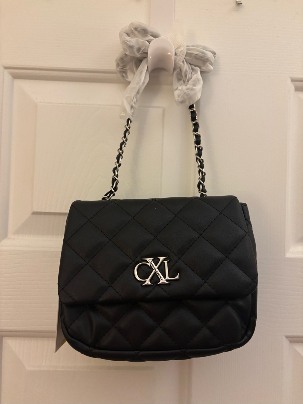 Christian Lacroix Black Quilted Shoulder Bag with Chain Strap